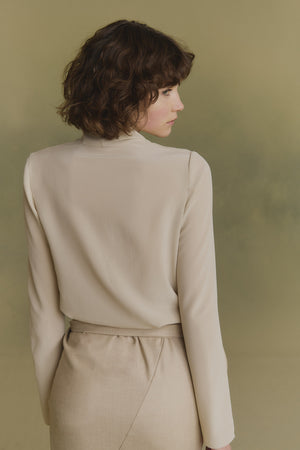 Lyra, beige asymmetric silk blouse