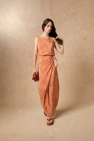 Malena, rose print silk dress