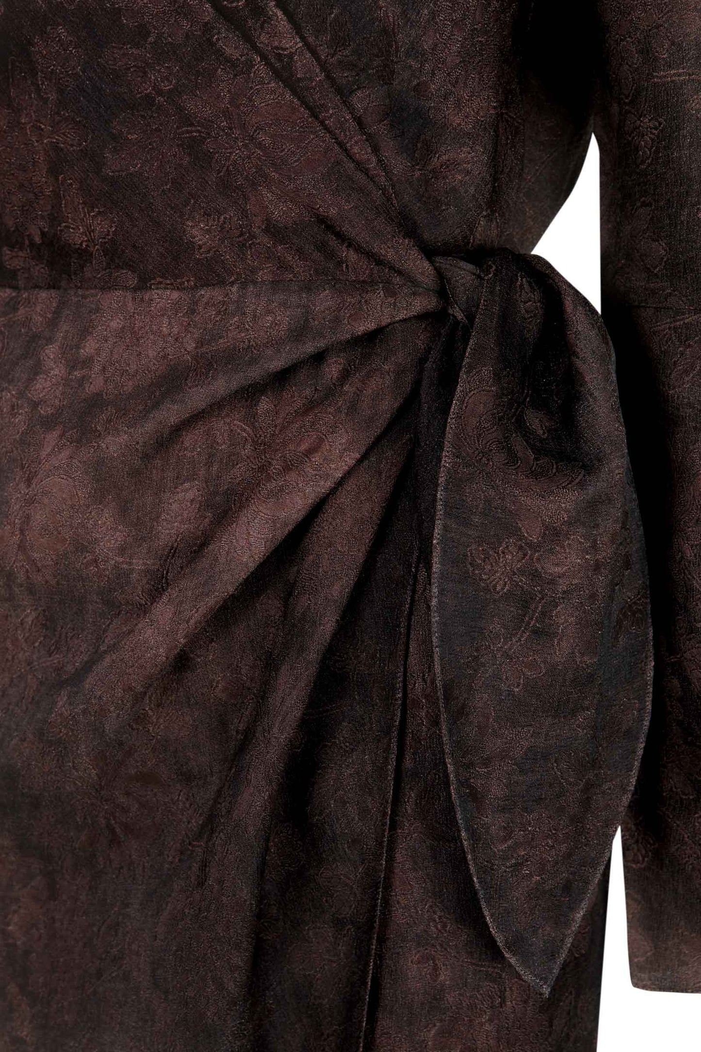 Malesia, burgundy jacquard wrap dress