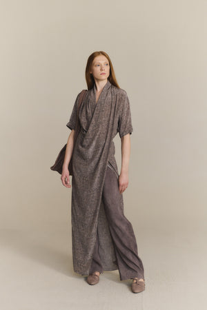 Mali, azima print long silk dress