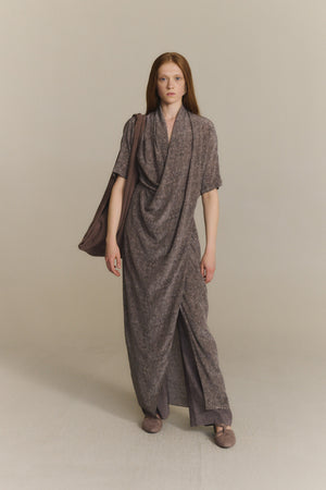 Mali, azima print long silk dress