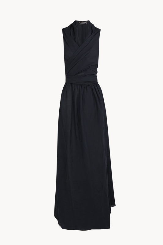 Mar, vestido cruzado de ramio azul marino