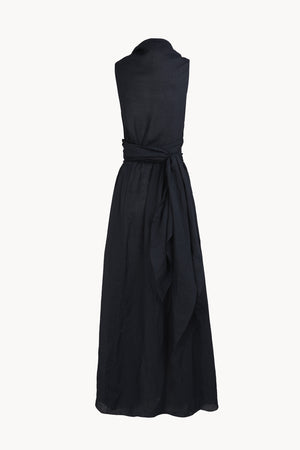 Mar, vestido cruzado de ramio azul marino