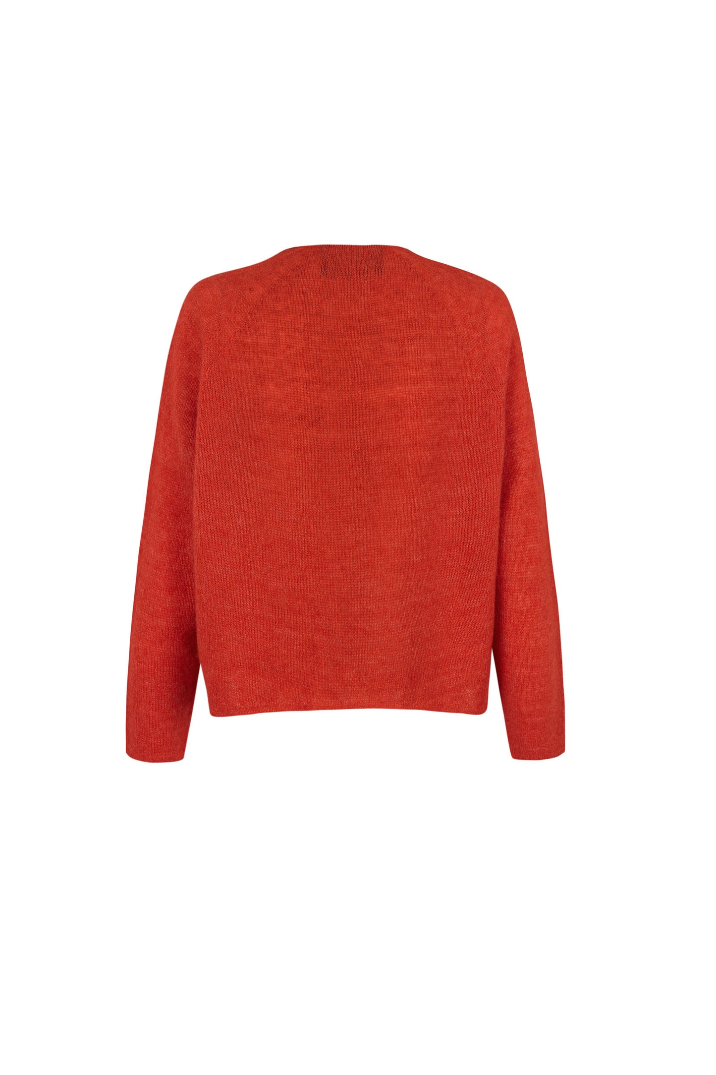 Mar, red knitted cardigan in alpaca, cashmere and silk