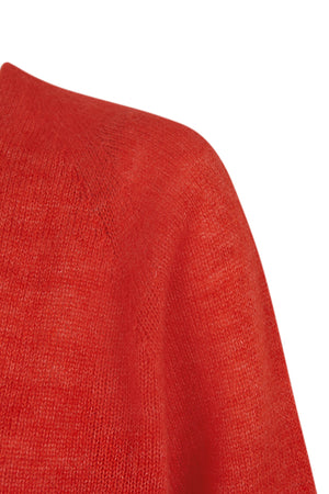 Mar, red knitted cardigan in alpaca, cashmere and silk