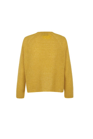 Mar, yellow knitted cardigan in alpaca, cashmere and silk