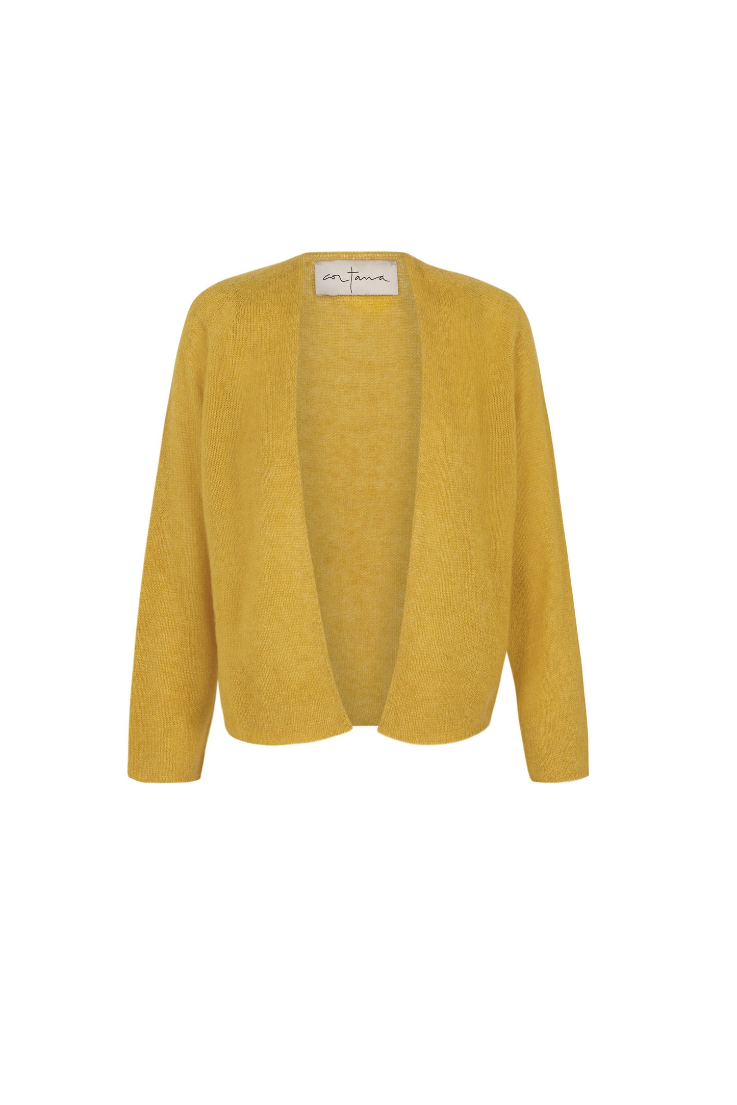 Mar, yellow knitted cardigan in alpaca, cashmere and silk