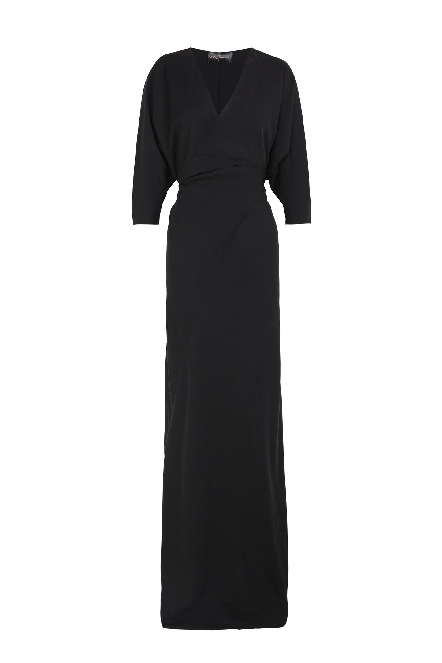 Mara, black silk wrap dress