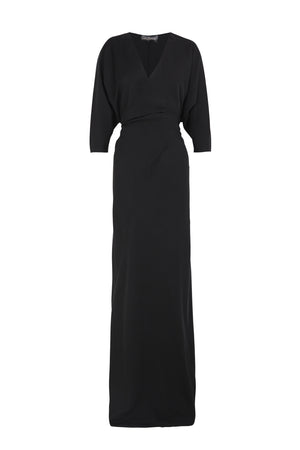 Mara, black silk wrap dress
