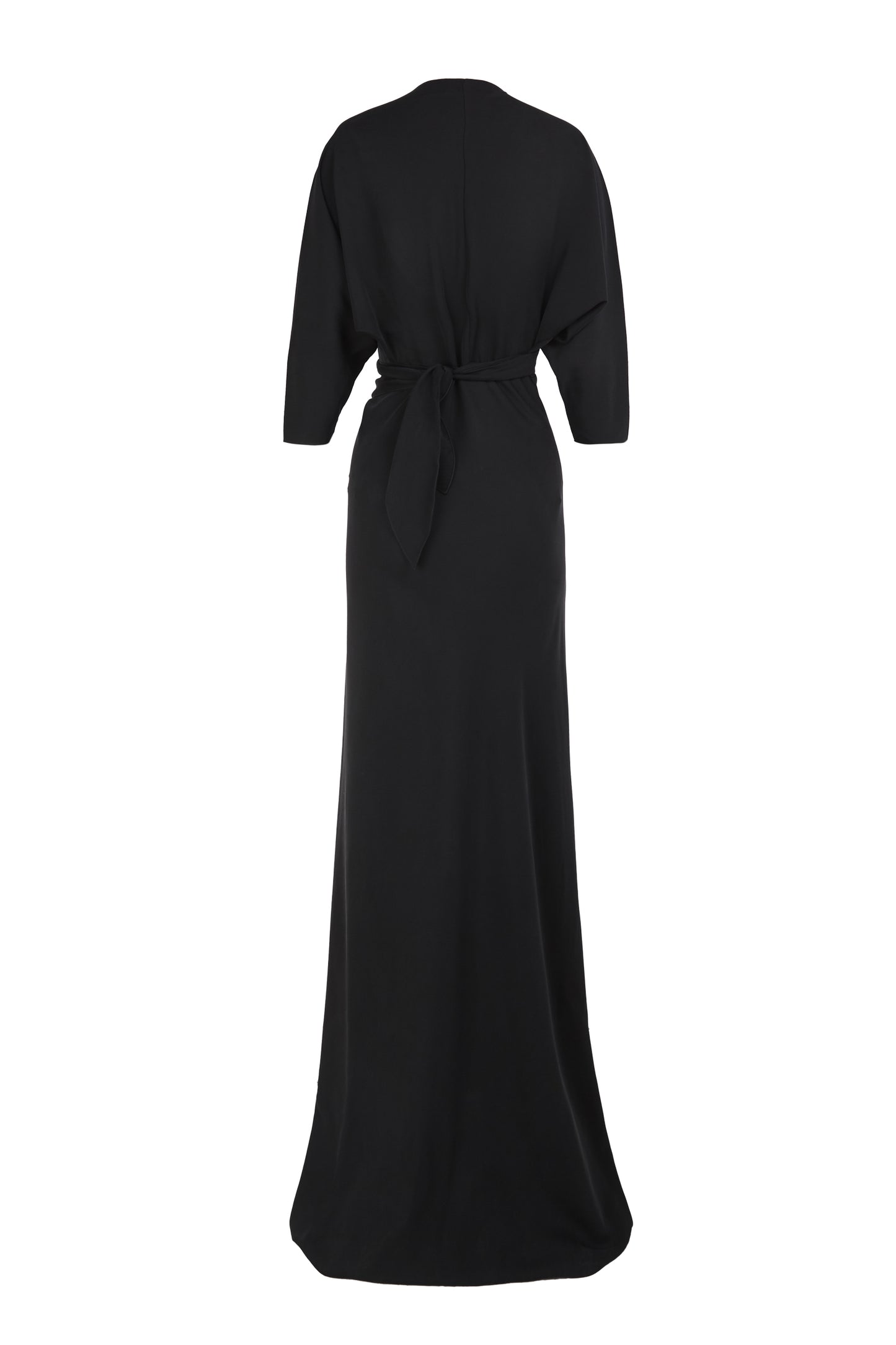 Mara, black silk wrap dress