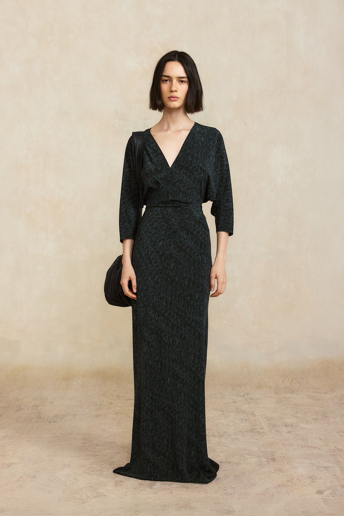 Mara, vestido envolvente de seda bornite print