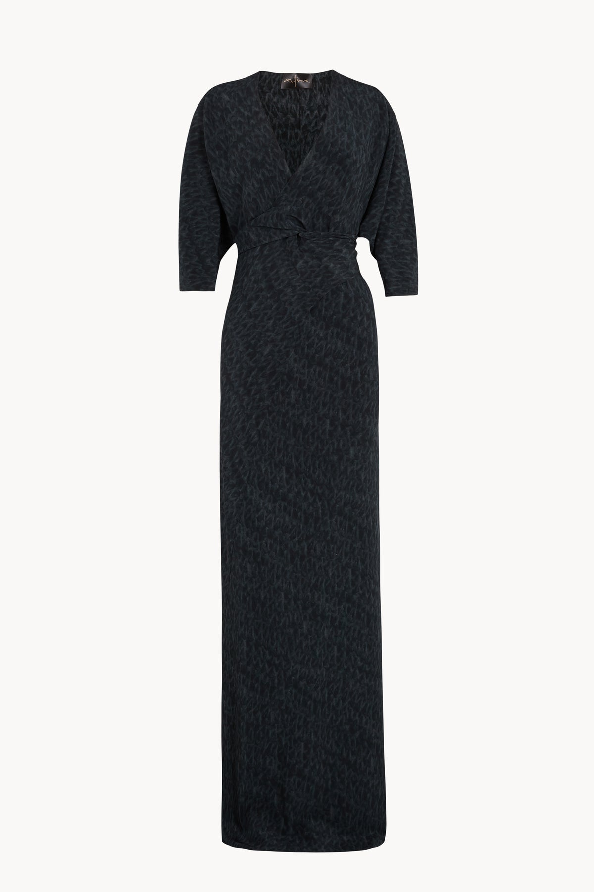 Mara, vestido envolvente de seda bornite print