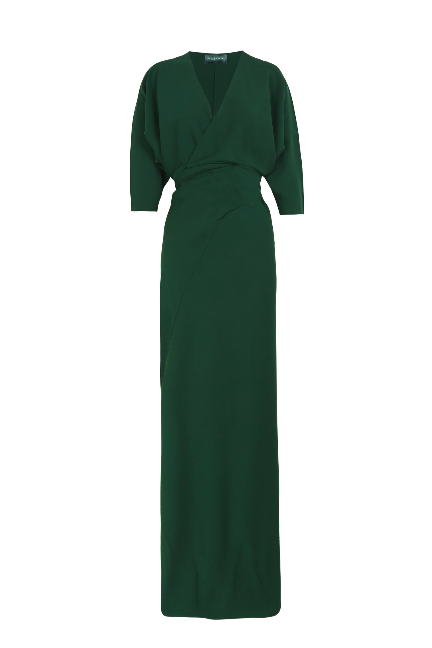 Mara, emerald silk wrap dress