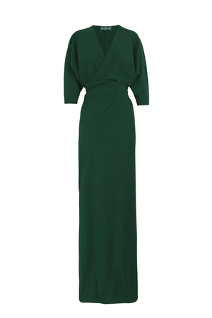 Mara, emerald silk wrap dress