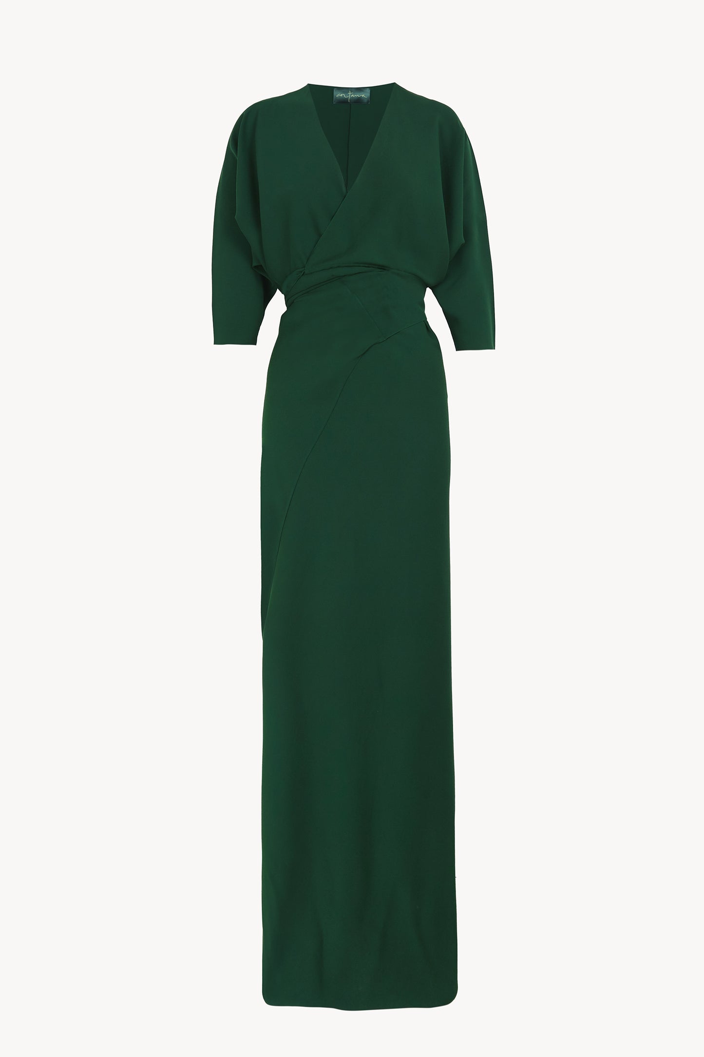 Mara, vestido largo de seda esmeralda