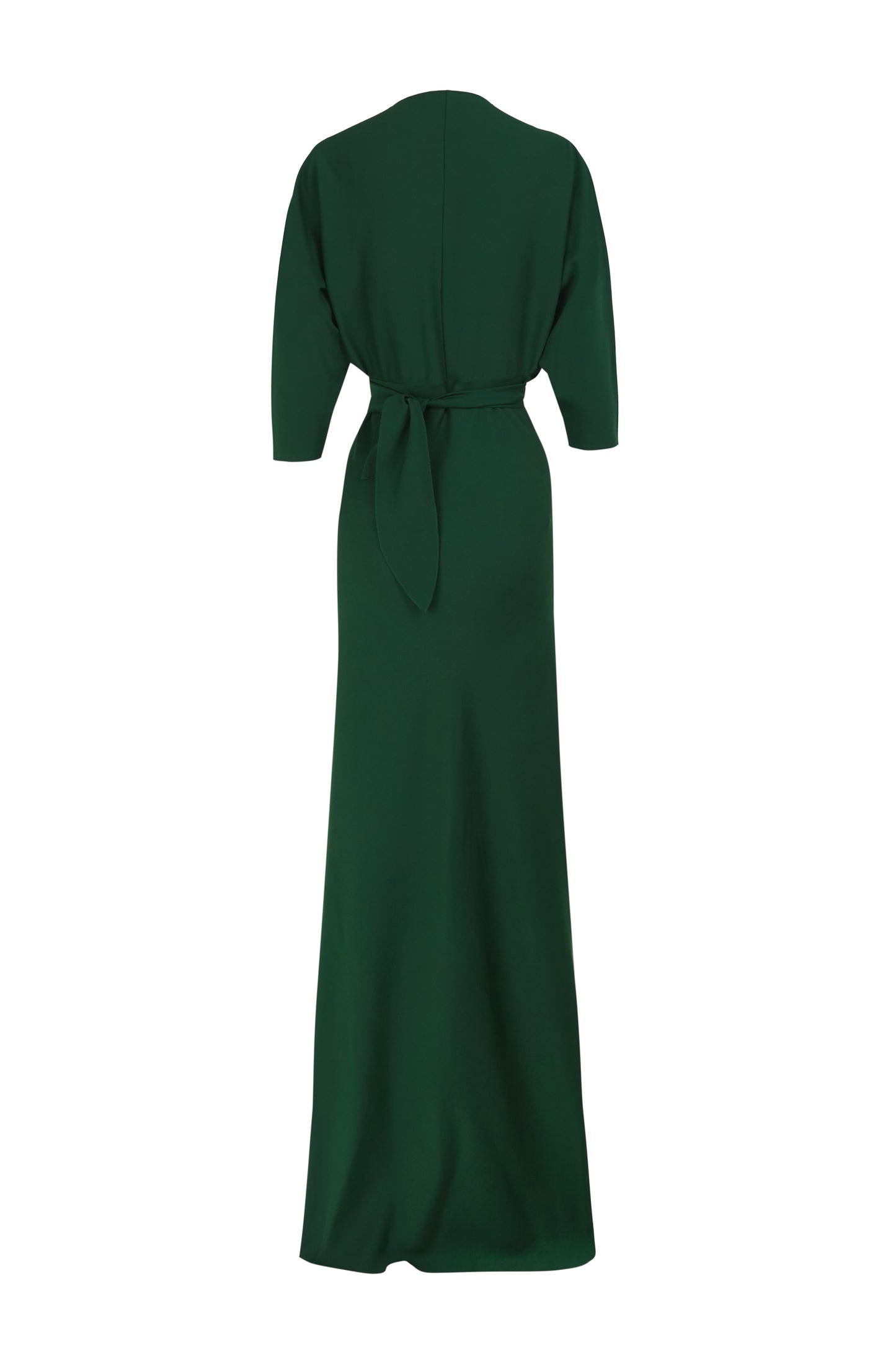 Mara, emerald silk wrap dress