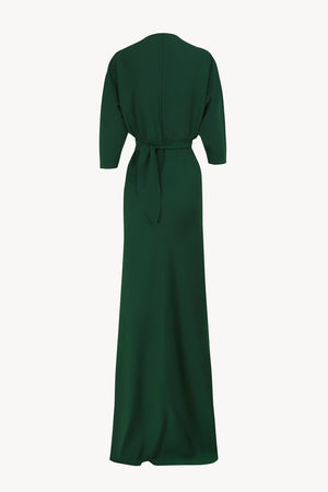 Mara, vestido largo de seda esmeralda