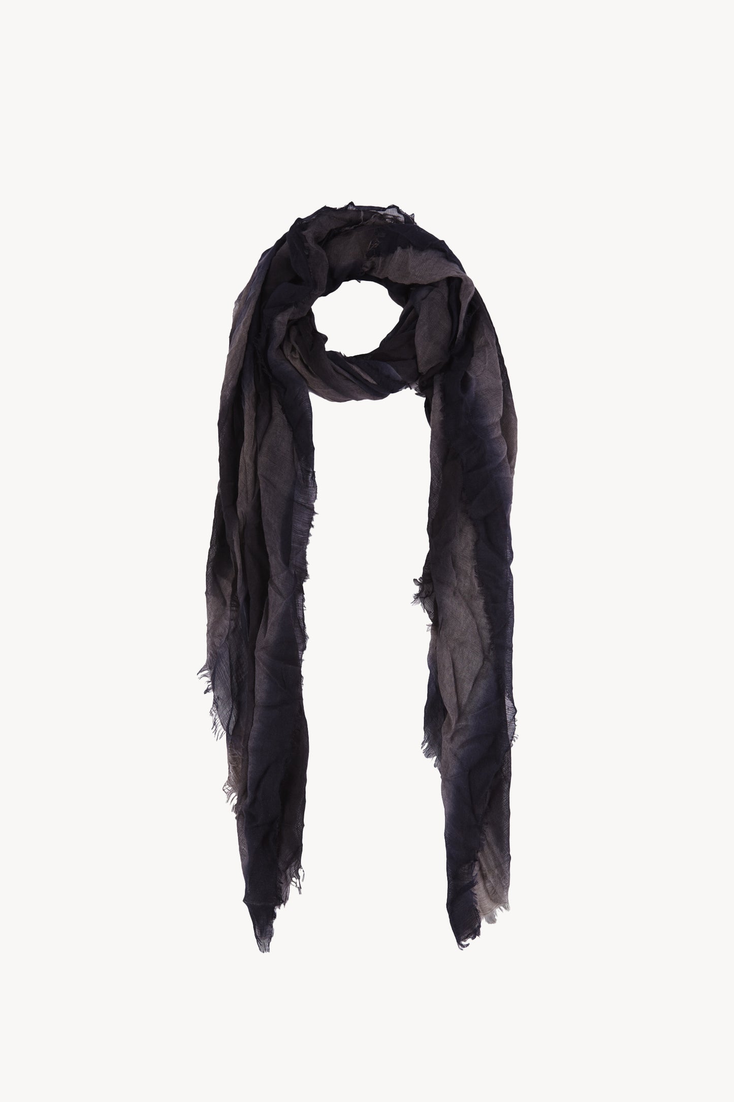 Marc, blue and black striped scarf in cashmere and silk