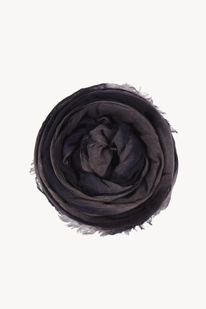 Marc, blue and black striped scarf in cashmere and silk