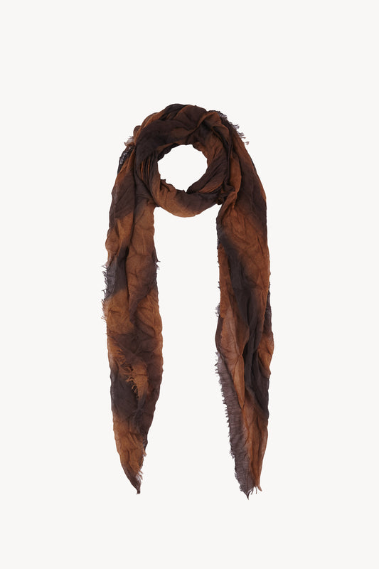 Marc, brown and tobacco striped scarf in cashmere and silk
