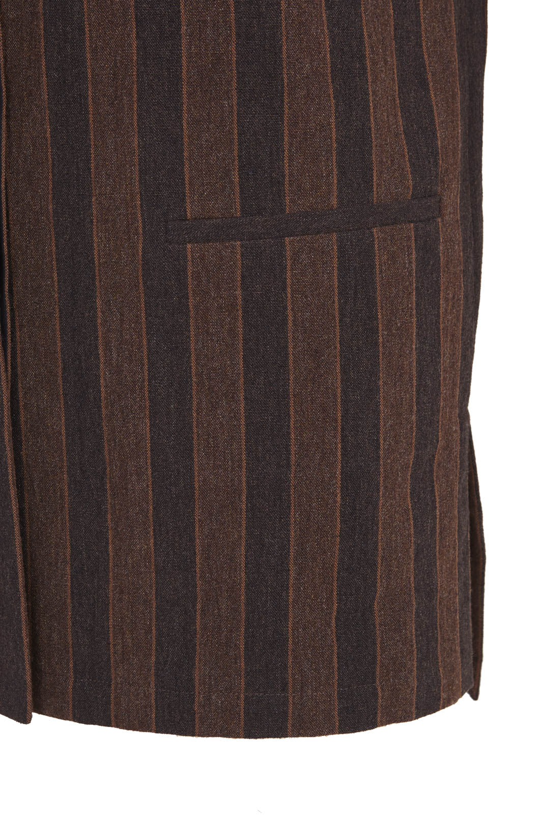 Marc, brown striped vest in linen and wool