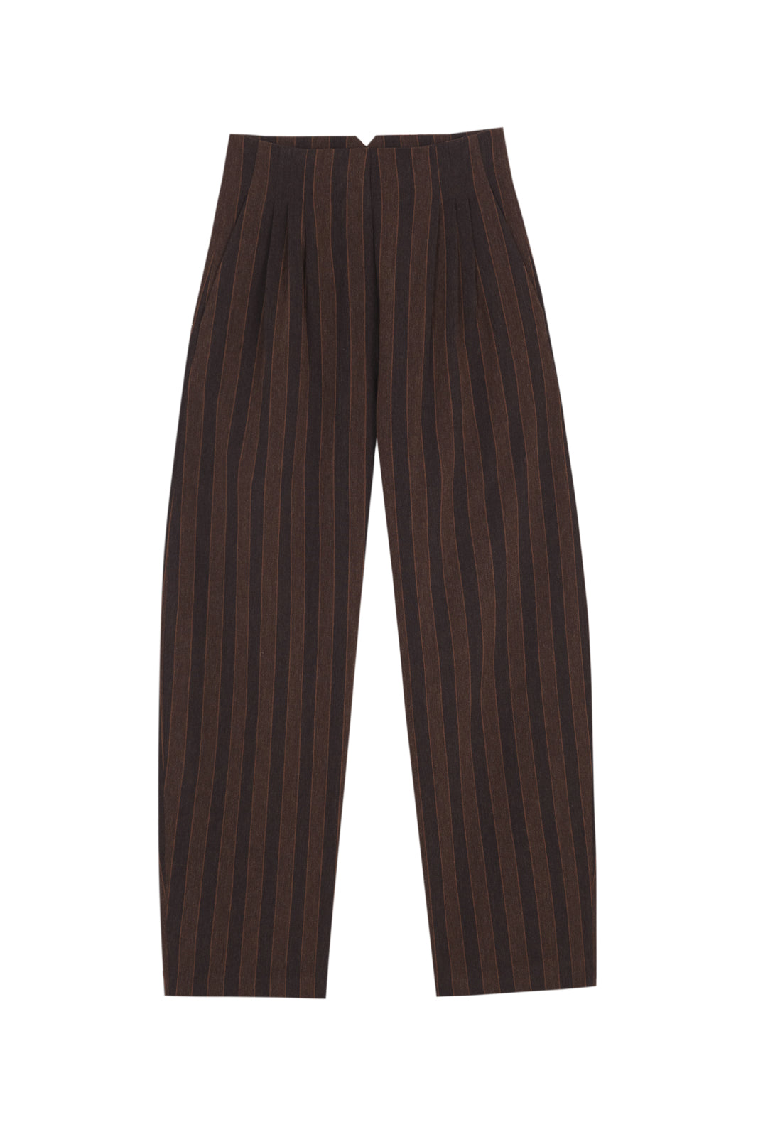 Marcel, brown striped pants in linen and wool