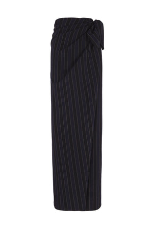 Marcel, blue striped skirt in linen and wool