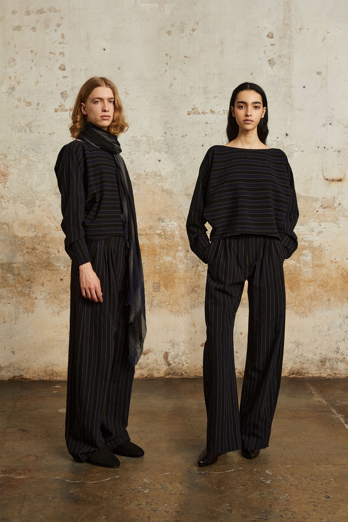 Marcel, blue striped pants in linen and wool