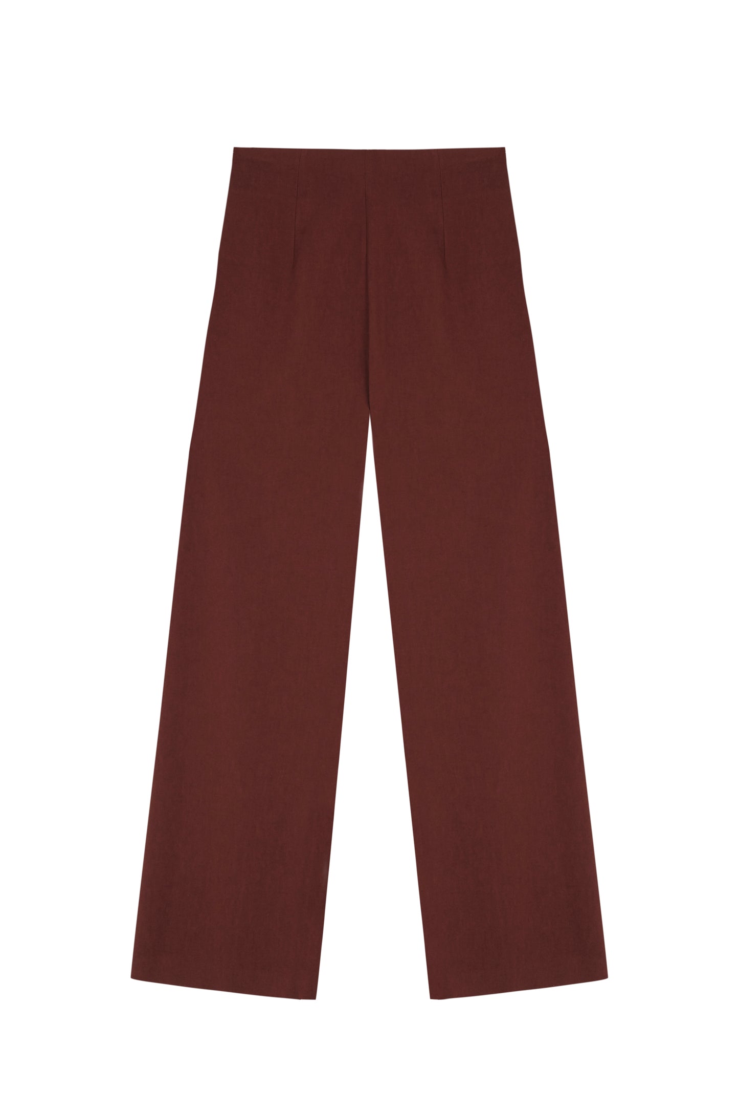 Margot, pantalon de lino y lana virgen rojo tostado