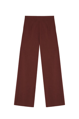Margot, pantalon de lino y lana virgen rojo tostado