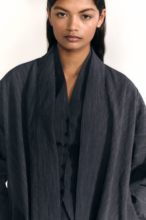 Marina, chaqueta larga denim oscuro