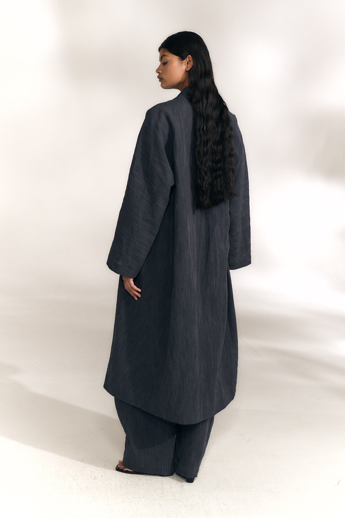 Marina, chaqueta larga denim oscuro