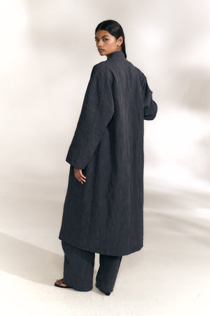 Marina, chaqueta larga denim oscuro