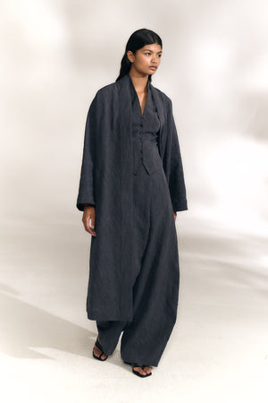 Marina, chaqueta larga denim oscuro