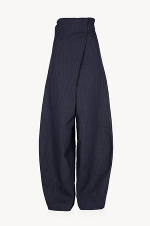 Marina, pantalon envolvente denim oscuro