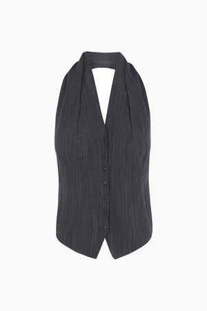 Marina, chaleco halter denim oscuro