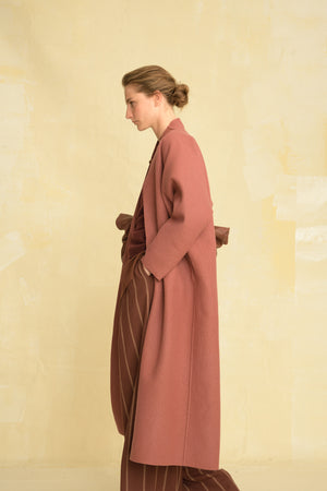 Marion, pink wool and linen coat