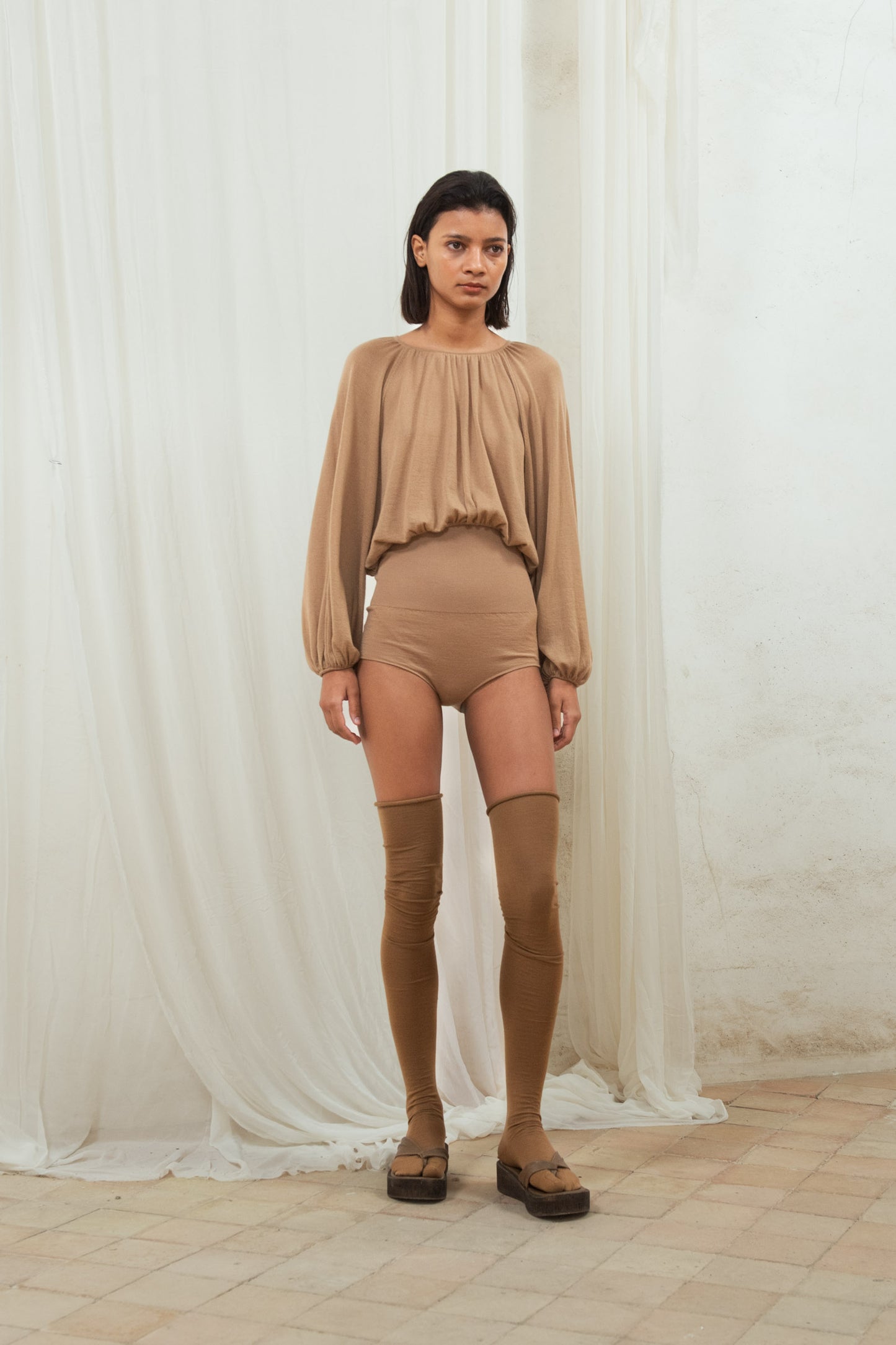 Maris, cocoa cashmere top