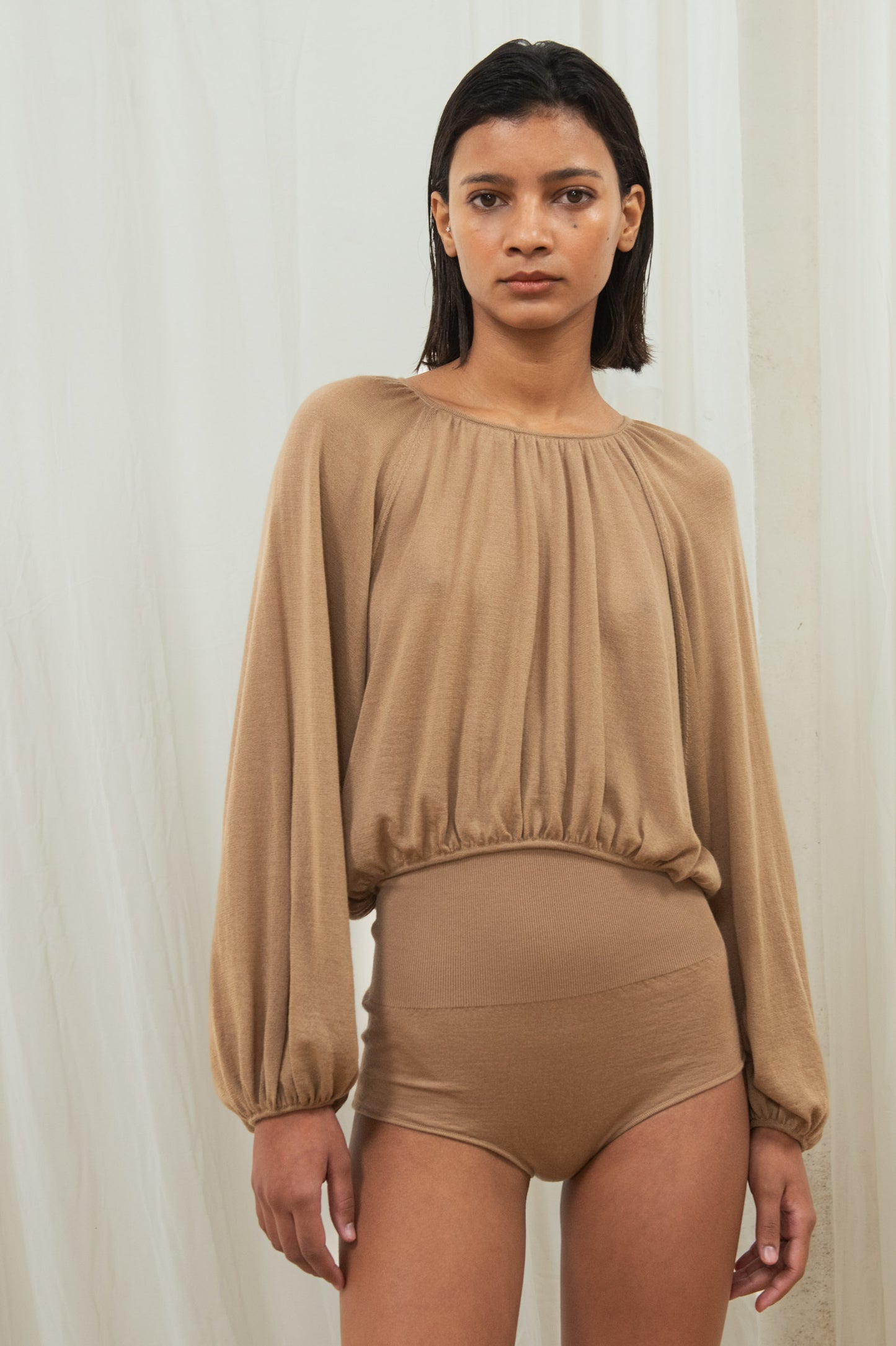 Maris, cocoa cashmere top