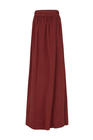 Marlo, falda larga en lino rojo