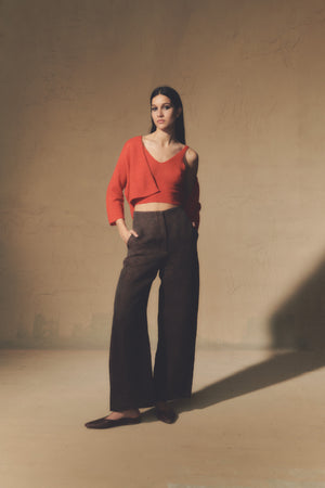 Malesia, burgundy jacquard pants