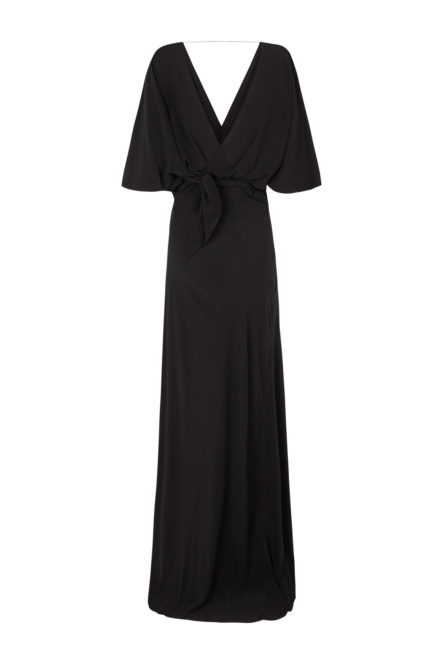 Martina, long black silk dress