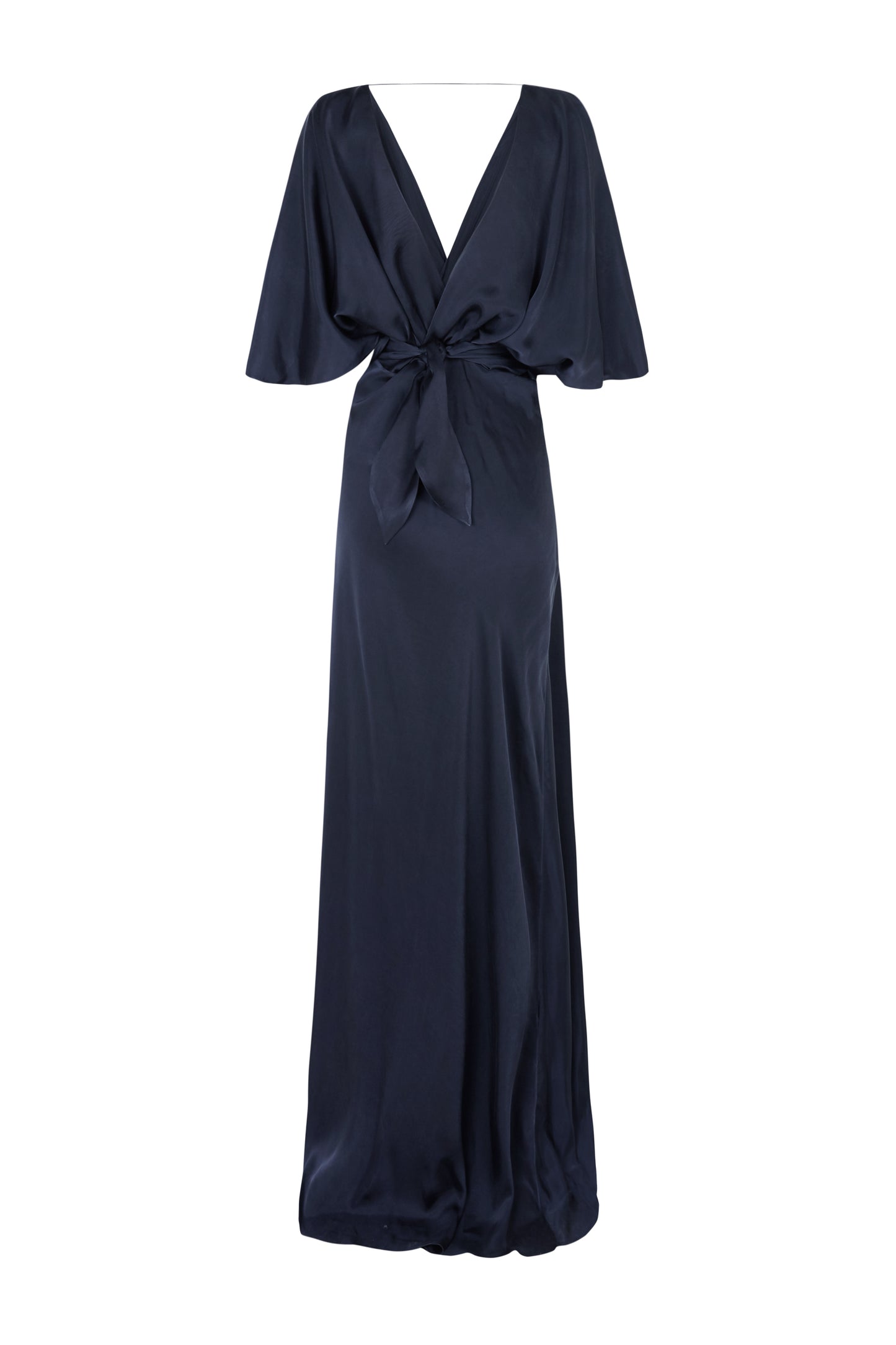 Martina, long blue nero cupro dress