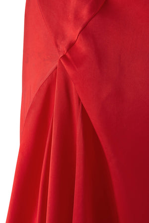 Martina, long red cupro dress 