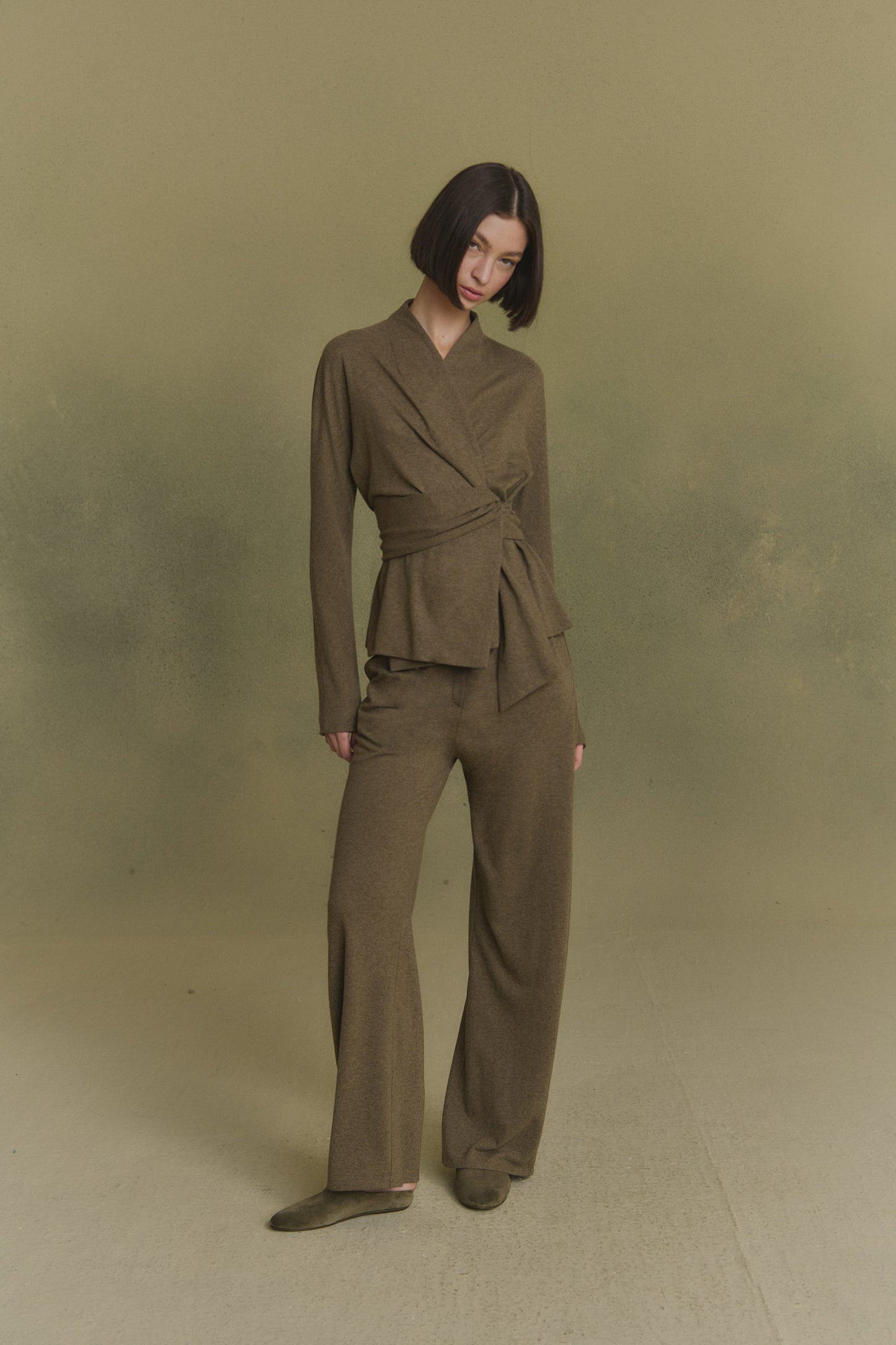 Mate, khaki melange wool & cashmere pants