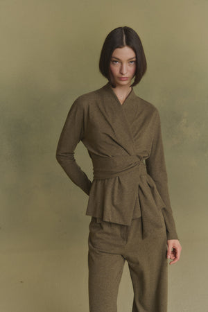 Mate, khaki melange wool & cashmere pants