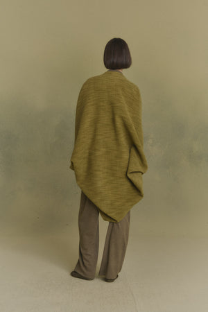 Path, green melange double-face coat