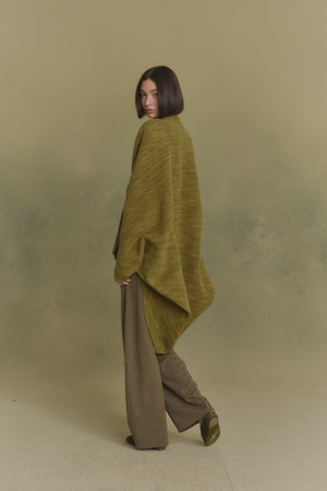Path, green melange double-face coat