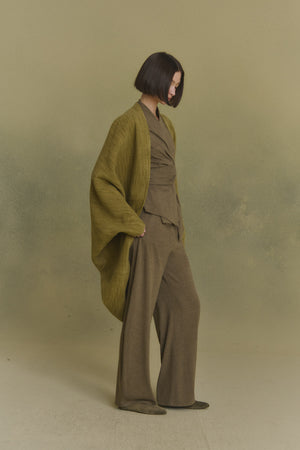 Path, green melange double-face coat