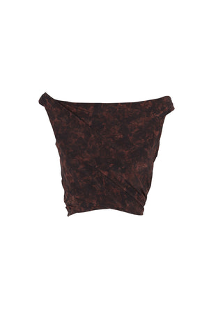 Mathilda, crop top en seda stretch mata print